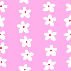 Fototapete - Seamless floral pattern. Hand-drawn flowers in doodle style, cute texture design. Endless repeatable background for textile, fabric, wallpaper and wrapping. Repeating print. Flat vector illustration