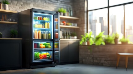 Poster - smart refrigerator that shows its contents on a touch screen, with food expiration reminders