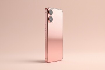 Poster - a rose gold smartphone with a sleek dual camera system on a complementary blush-colored backdrop, sh