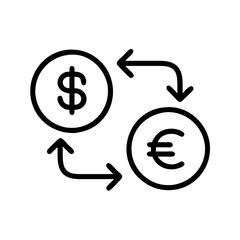 Poster - Currency exchange icon dollar and euro symbols with arrows minimalist design vector illustration