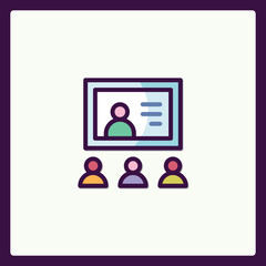 Poster - Modern Team Meeting Flat Vector Icon Illustration with Identity Card