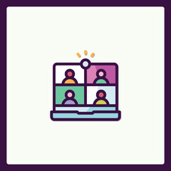 Poster - Virtual Meeting Icon depicting Remote Collaboration and Communication