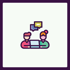 Poster - Collaboration icon, symbolizing teamwork and online meeting discussions