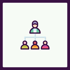 Poster - Organizational chart icon with team member hierarchy illustration