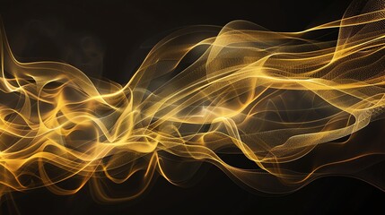 Wall Mural - abstract image of swirling, golden smoke against a dark background.