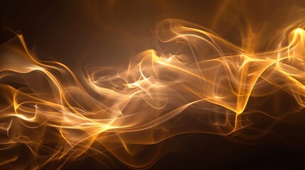 Wall Mural - abstract image of swirling, golden smoke against a dark brown background.