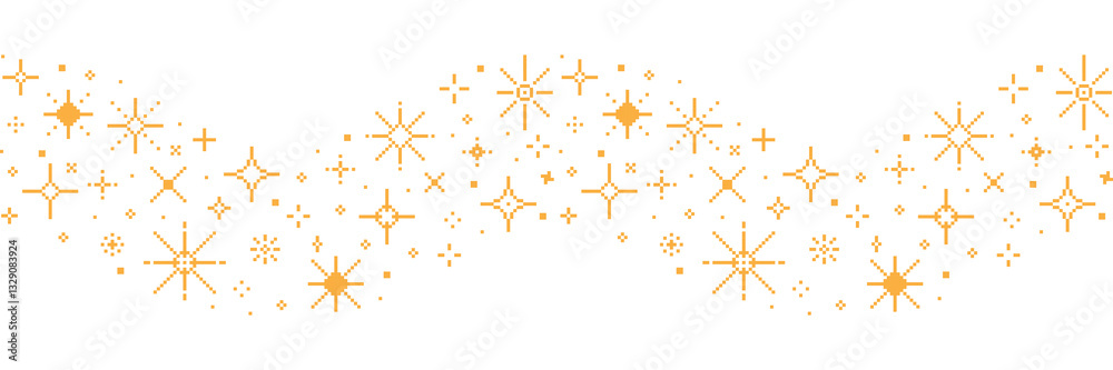 Pixel stars border. Seamless golden sparkle background. Retro game 8bit ...