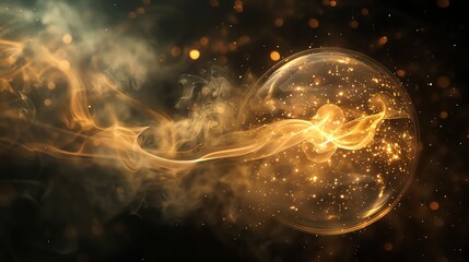 Poster - A glowing, golden orb with a wispy trail of smoke on a dark background.
