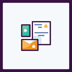 Poster - Digital Communication Flat Icon with Messages and Media Elements, Creative Design