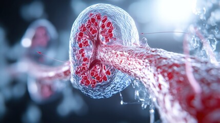Poster - Exploring the intricacies of blood cells and vessels human body scientific illustration laboratory setting close-up view biomedical concepts