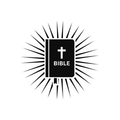 Poster - Bible icon with sunburst effect isolated on transparent background