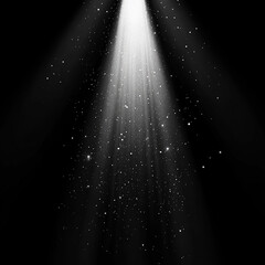 Wall Mural - a bright beam of light shining in the darkness, with sparkling particles.