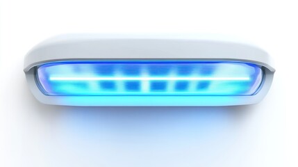 Poster - Futuristic blue light emitting device, isolated on white background.