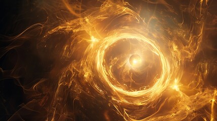 Poster - Abstract golden light swirling around a glowing orb.
