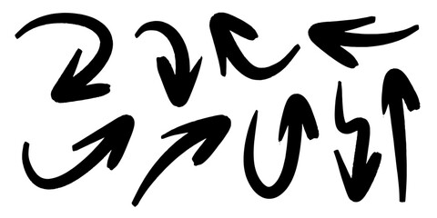 Leinwandbilder - Set of Hand drawn vector arrows doodle on white background. design element vector illustration.