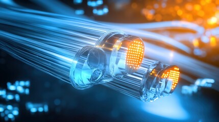 Poster - high-tech fiber optics technology laboratory digital art innovative environment close-up viewpoint f
