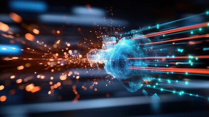 Poster - dynamic light speed burst digital space illustration futuristic close-up energy visualization