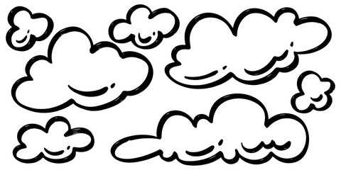 Leinwandbilder - Doodle sketch style of Hand drawn Clouds cartoon vector illustration for concept design.