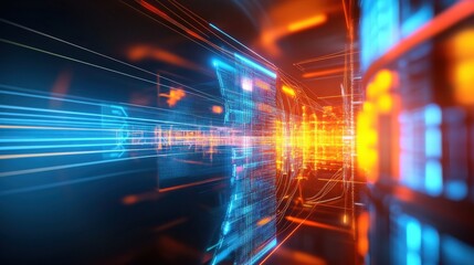 Poster - Dynamic light trails abstract digital space high-impact visuals futuristic environment immersive perspective concept of speed