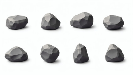Leinwandbilder - a collection of various gray stones, each with unique shapes and textures. They're arranged in a grid pattern, showcasing their diversity