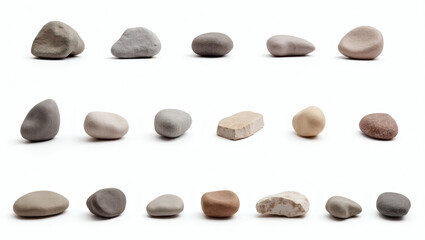 Fototapete - collection of various shapes and sizes of smooth stones