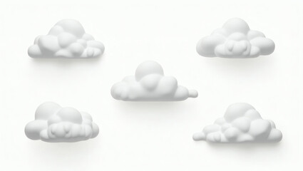 Poster - a group of five fluffy white clouds arranged on a backdrop