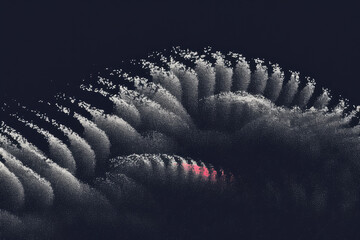 Aufkleber - Abstract image of dynamic, chaotic patterns with dark background and hint of red. composition evokes sense of movement and energy, resembling digital or cosmic phenomenon