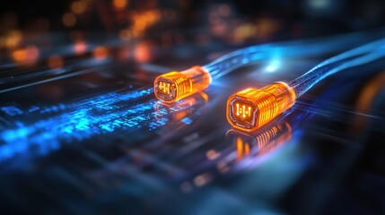Poster - High-speed data transmission digital realm graphic illustration futuristic environment close-up view technology concept