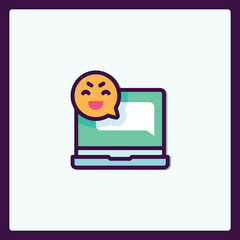 Poster - Social media interaction displayed through icon of laptop and cheerful face