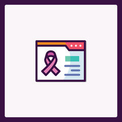Poster - Symbolic cancer awareness ribbon on a stylized computer screen interface