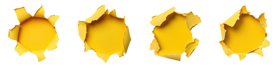 Poster - Visually striking torn yellow abstract graphic pattern with geometric shapes and clean minimalist design