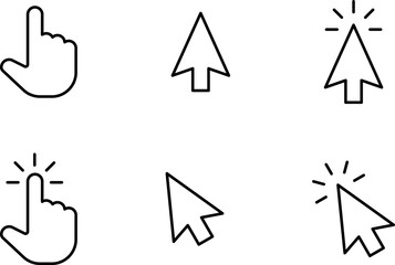 Fototapete - Mouse click cursor and loading icon for web computer mobile app or ui design. Mouse pointer black and white illustration.