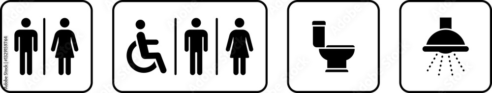 Toilet icon. WC sign. Printable sticker of toilet symbol sign with ...