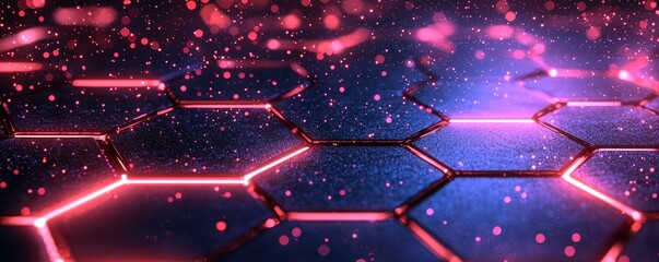 Poster - Exploring dynamic hexagonal patterns futuristic abstract art in digital space