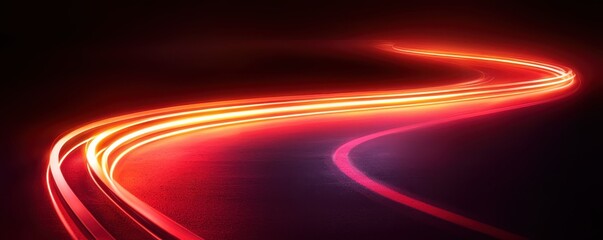 Poster - Dynamic red light trails illustrating motion urban cityscape digital art nighttime abstract concept