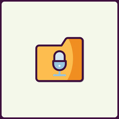 Poster - Podcast audio folder icon, recording content repository concept design