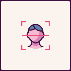Poster - facial recognition technology scanning icon for security and identification