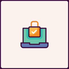 Poster - Stylized Laptop Icon Depicting Secure Online Access and Data Protection
