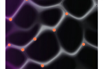 Poster - a black background with orange dots and a white background