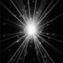 Wall Mural - Bright Burst of Light with Rays on a Black Background