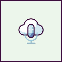 Aufkleber - Cloud Microphone Icon for Podcast or Audio Recording Applications Design