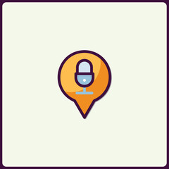 Poster - Vibrant podcast location pointer icon on neutral backdrop minimal design