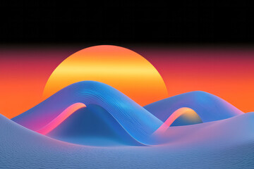 Fototapete - a colorful background with a sunset and mountains