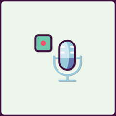 Poster - Podcast Recording Studio Icon with Mic and Record Button Illustration
