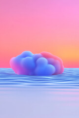 Poster - a pink and blue cloud floating in the ocean