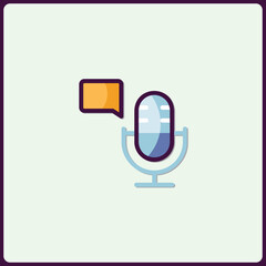 Poster - Minimalist microphone with speech bubble icon for podcasting platforms