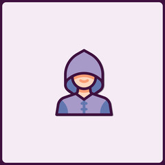 Poster - Stylized avatar icon illustration of hooded figure with peaceful expression