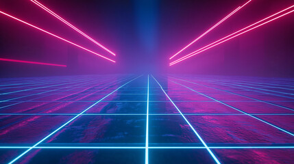 Fototapete - Blue laser lines background, symbolizing technology and a futuristic feel, suitable for digital art and modern designs.
