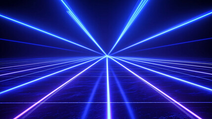 Fototapete - Blue laser lines background, symbolizing technology and a futuristic feel, suitable for digital art and modern designs.
