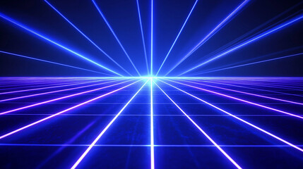 Fototapete - Blue laser lines background, symbolizing technology and a futuristic feel, suitable for digital art and modern designs.